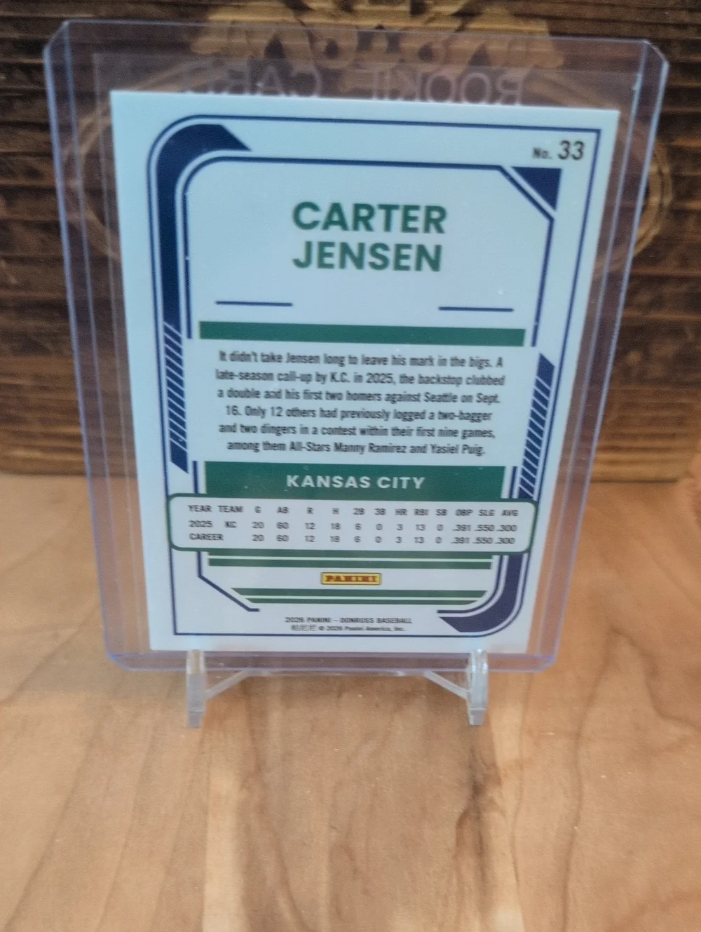 2026 Donruss Carter Jensen Rated Rookie Card Royals